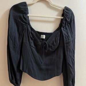 Wilfred aritzia crop blouse small black